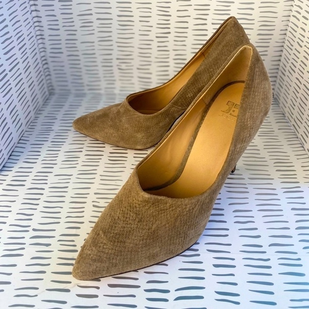 Joes Jeans Womens Taupe Suede Snake Embossed Pointed Toe Stiletto Pumps Sz 8.5M